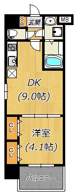 スプランディッドI(1DK/7階)の間取り写真