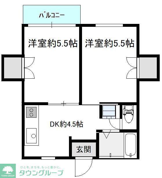 カサ・アカシア(2DK/2階)の間取り写真
