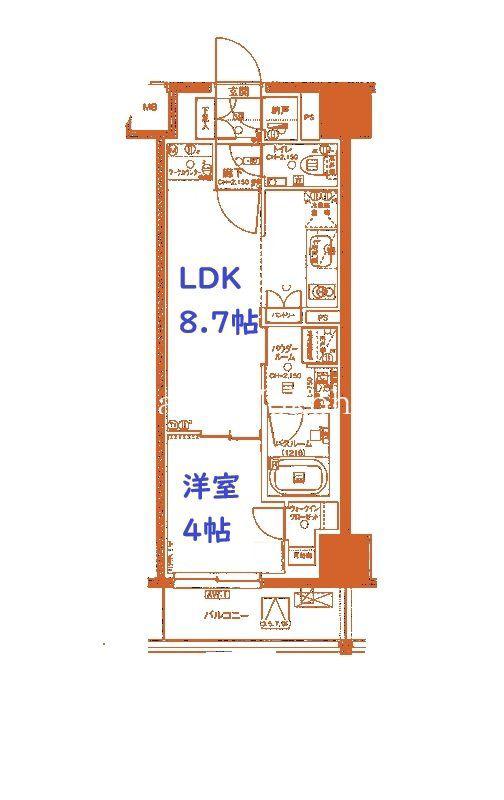 デュオステージ横濱伊勢佐木(1LDK/4階)の間取り写真