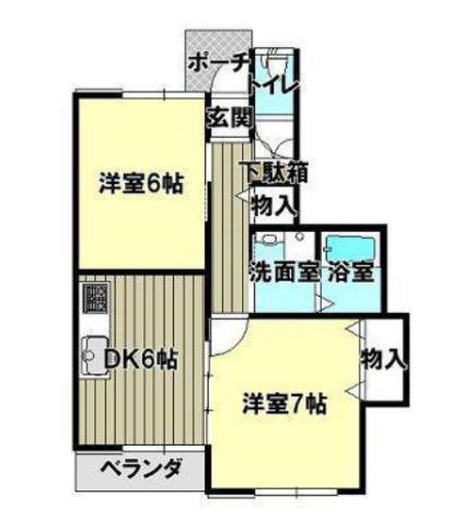 サンガーデン宇多津(2DK/1階)の間取り写真