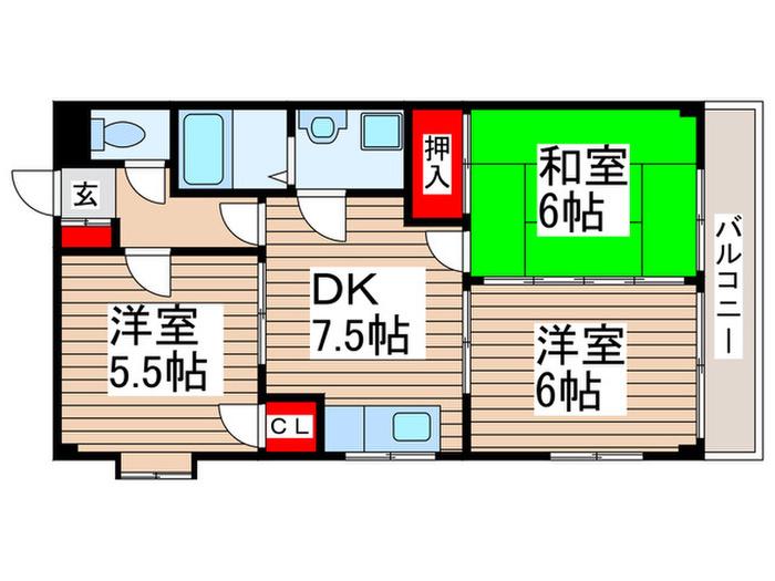 トヨダアメニティホームズI(3DK/3階)の間取り写真
