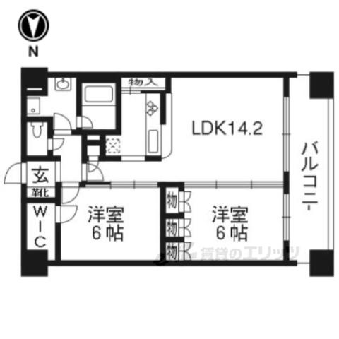 ネバーランド室町通 (2LDK/5階)の間取り写真