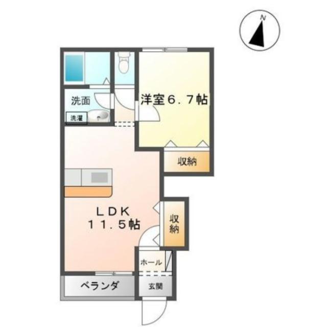 マジェスティ(1LDK/1階)の間取り写真