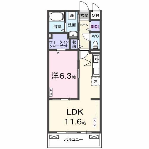 エムズステージVIII(1LDK/1階)の間取り写真