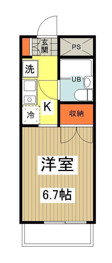 モイスチャーガーデン大和田町(ワンルーム/2階)の間取り写真