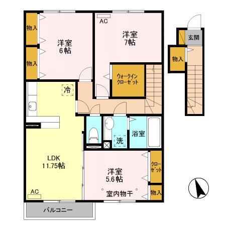 ポンテリブロA(3LDK/2階)の間取り写真