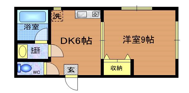 ヤマトビル(1DK/4階)の間取り写真