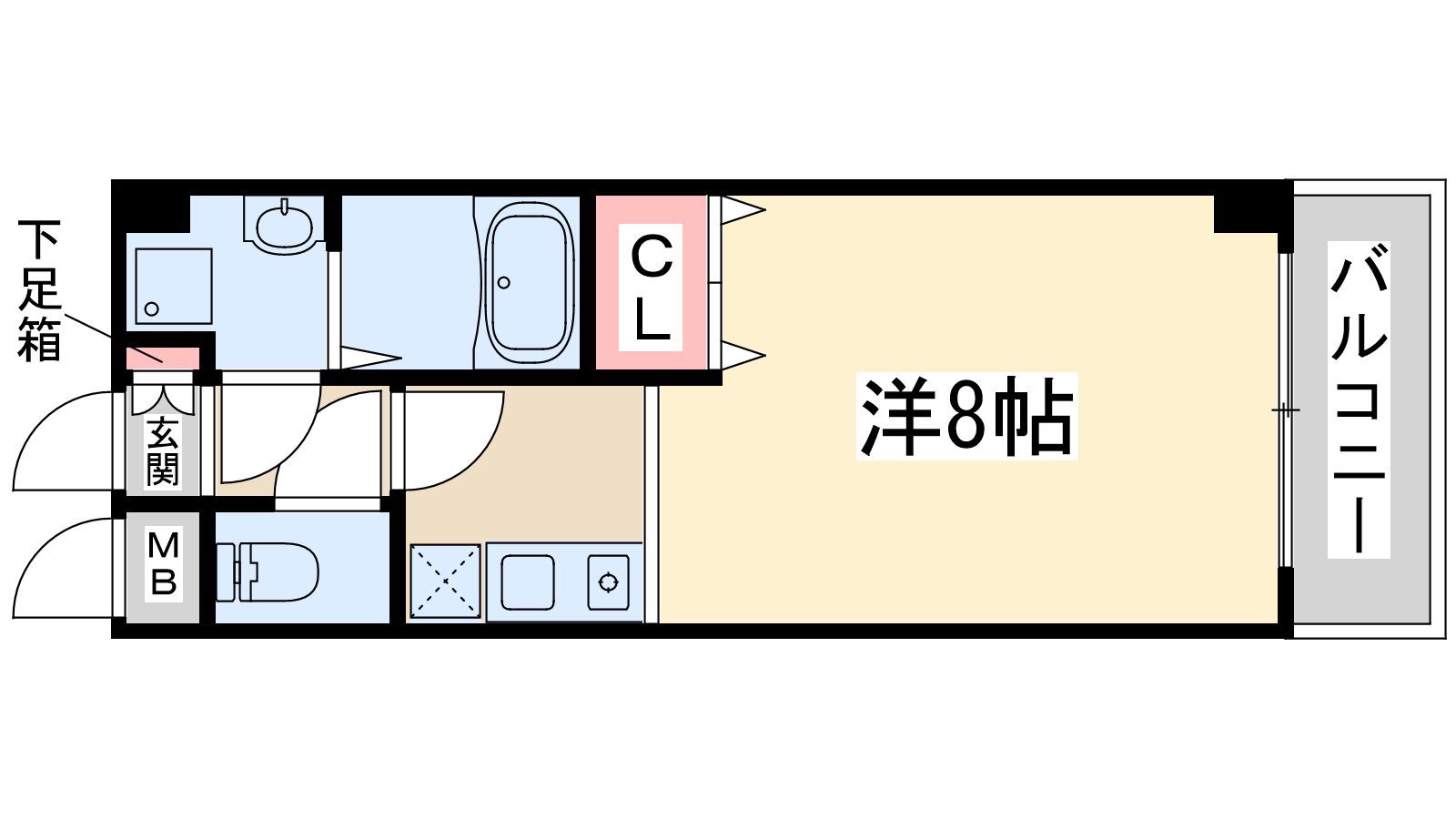 リセスコート2(1K/3階)の間取り写真