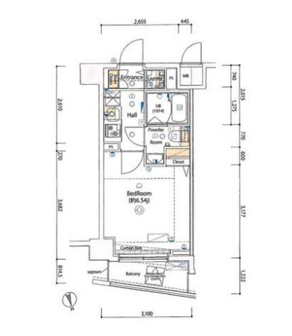 SHOKEN RESIDENCE横浜山手(1K/5階)の間取り写真