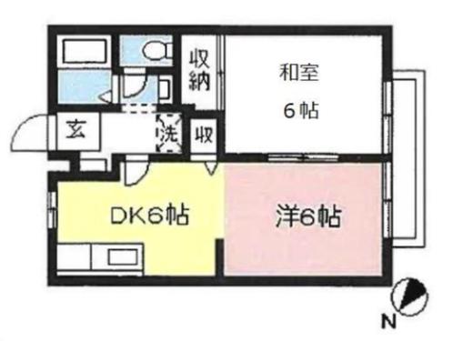 オーチャード香山(2DK/2階)の間取り写真