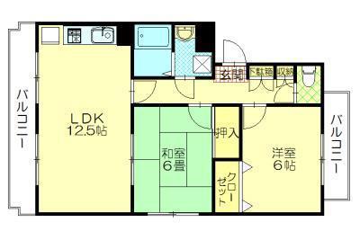 ユーミーマンション向山(2LDK/2階)の間取り写真