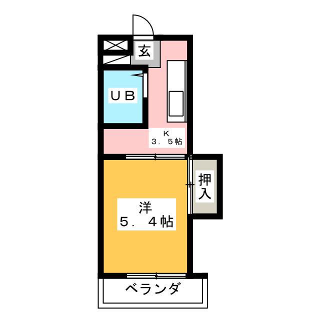 アワノビル(1K/2階)の間取り写真