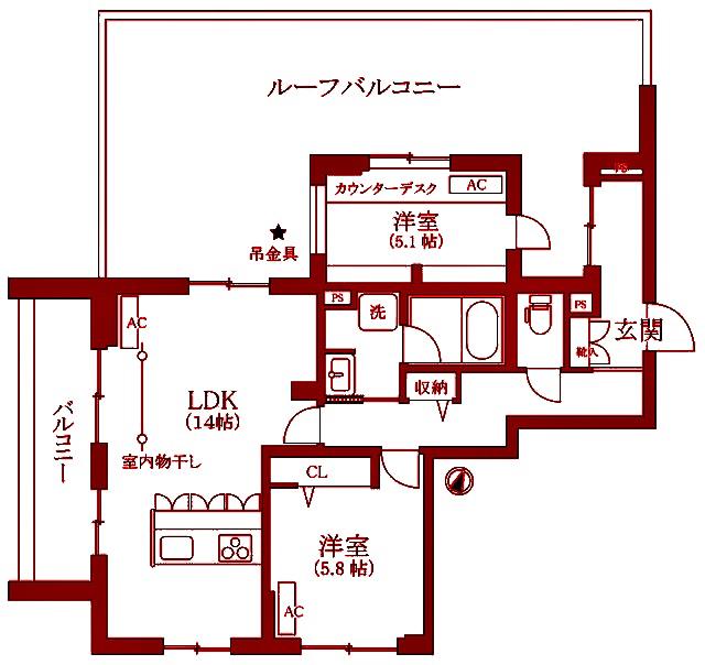 PREMIERE HILLS(2LDK/3階)の間取り写真