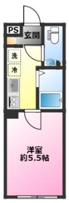 OHANA武蔵小杉オハナムサシコスギ(1K/2階)の間取り写真