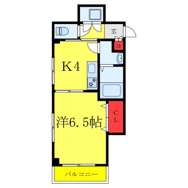 山一青木ステーツ(1K/3階)の間取り写真