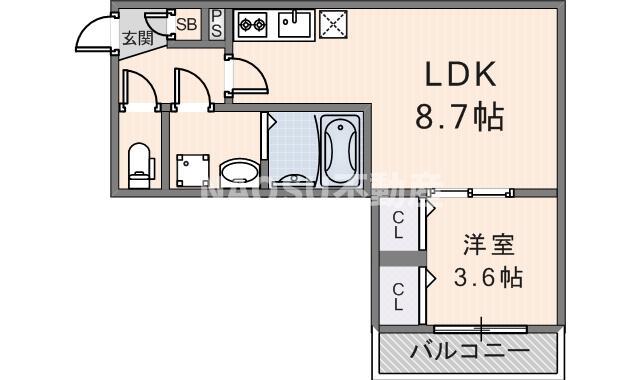 ジーメゾン角田ラシード(1LDK/1階)の間取り写真