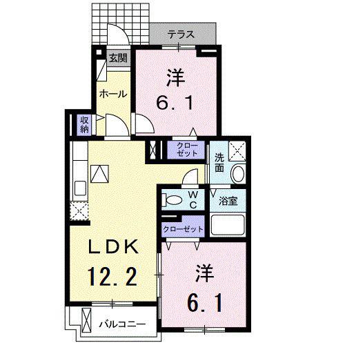サン ラフィーネ(2LDK/1階)の間取り写真