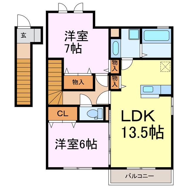 コフレ・ドール(2LDK/2階)の間取り写真