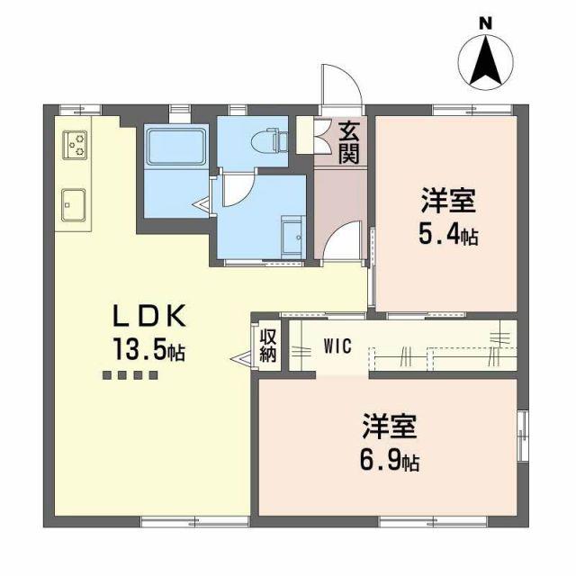 ヴィラウィステリア小ヶ倉A(2LDK/1階)の間取り写真