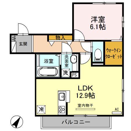 ベルカーサ(1LDK/2階)の間取り写真