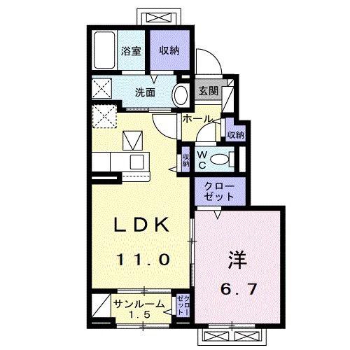 メルベイユ(1LDK/1階)の間取り写真
