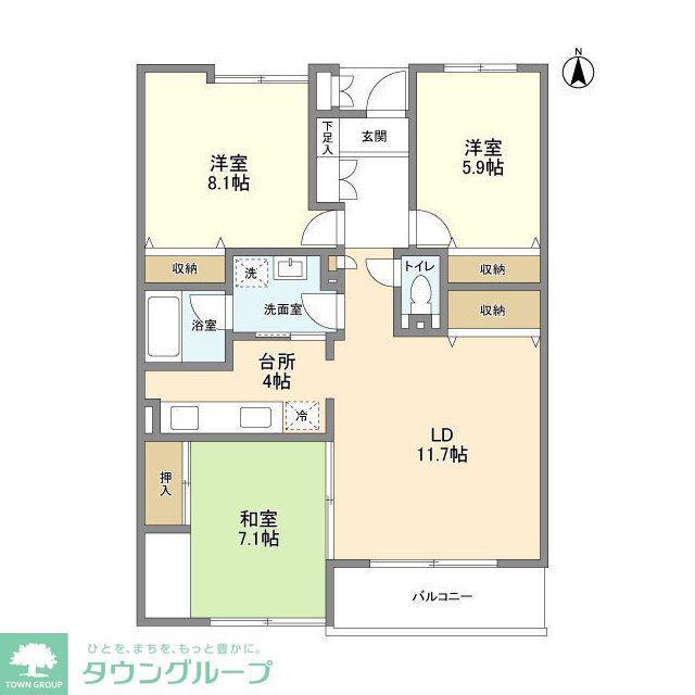 武蔵野パークヒルズ(3LDK/2階)の間取り写真