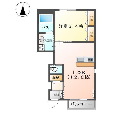 エルシオン百石(1LDK/1階)の間取り写真