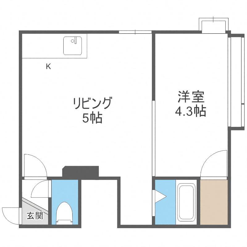 澄川4-1(1DK/2階)の間取り写真
