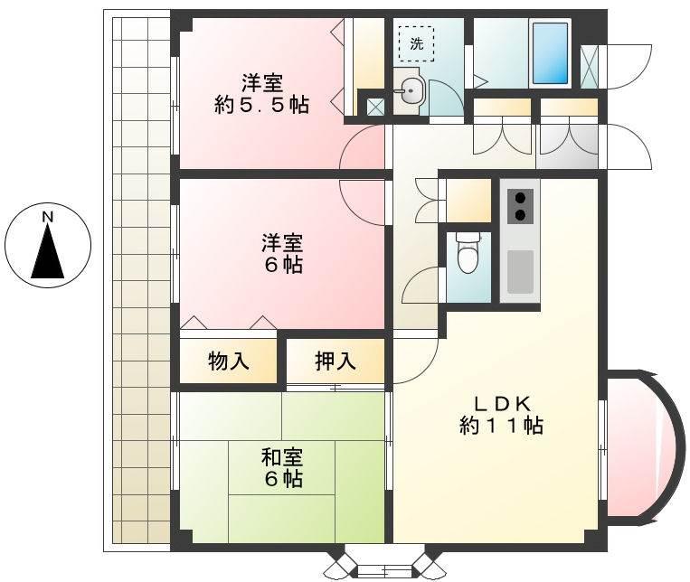 パークヒルズ西台(3LDK/10階)の間取り写真