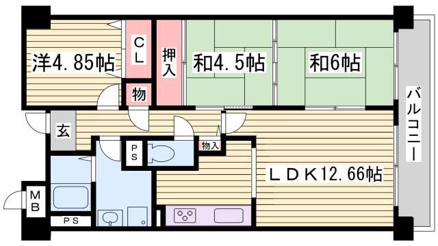 グリーングラス魚崎(3LDK/5階)の間取り写真