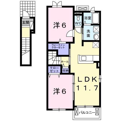 エーデル シュロス(2LDK/2階)の間取り写真