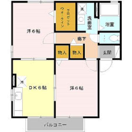 ニューポワール A/B/C(2DK/2階)の間取り写真