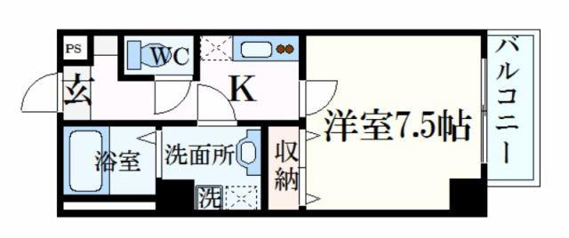 レジデンスM姫路(1K/6階)の間取り写真