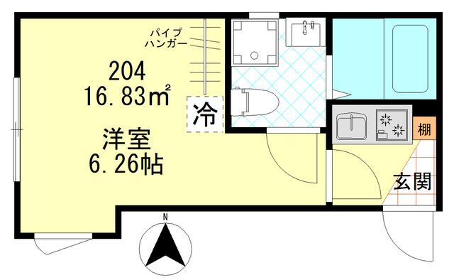 PRIME BLOOM(1K/2階)の間取り写真
