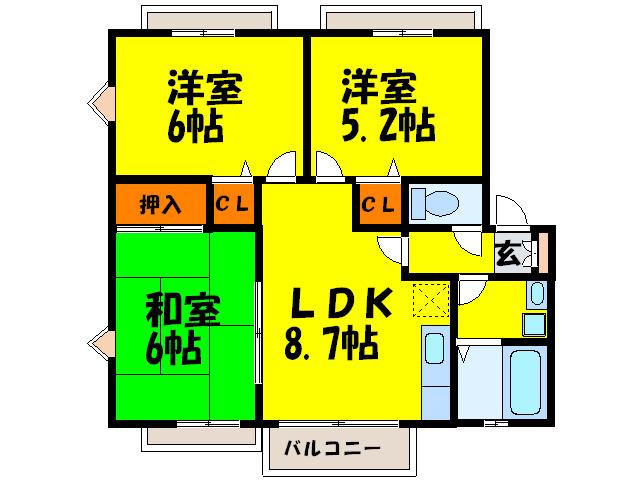 ティアラ T.O(3LDK/2階)の間取り写真