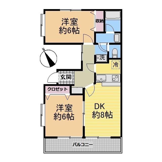 ヒルズ久が原(2DK/2階)の間取り写真