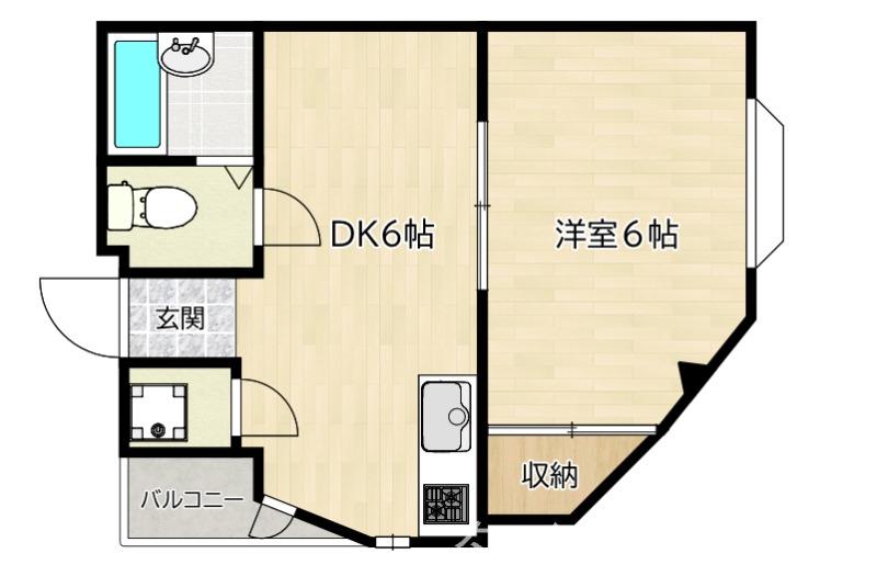 ハイツササジマ(1DK/3階)の間取り写真