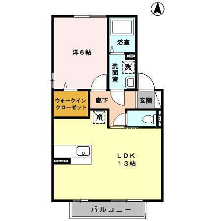 アンプルールB棟(1LDK/2階)の間取り写真
