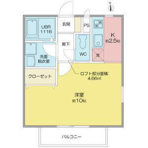 リンデンバウムJ4(1K/2階)の間取り写真