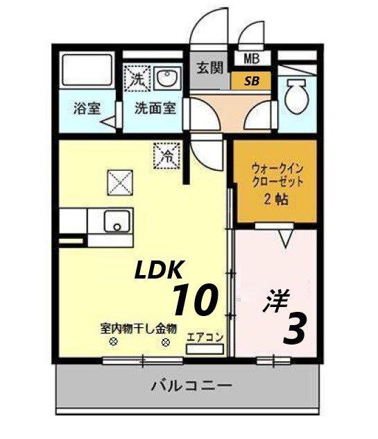 ノア東山A棟(1LDK/1階)の間取り写真