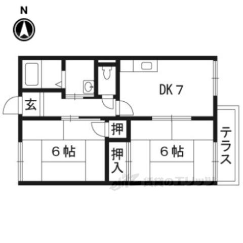 クワトルセゾン(2DK/1階)の間取り写真