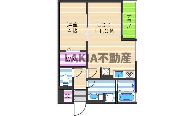 片岡マンションI(1LDK/2階)の間取り写真