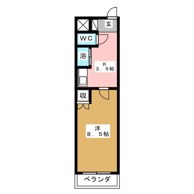 アイルーム亀山山子(1K/2階)の間取り写真