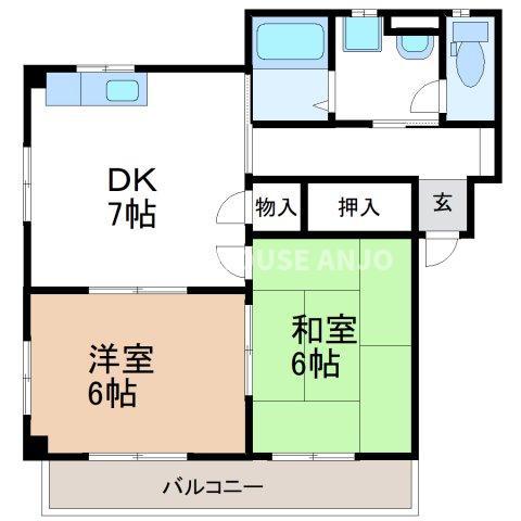 サープラス杉坂 B(2DK/2階)の間取り写真