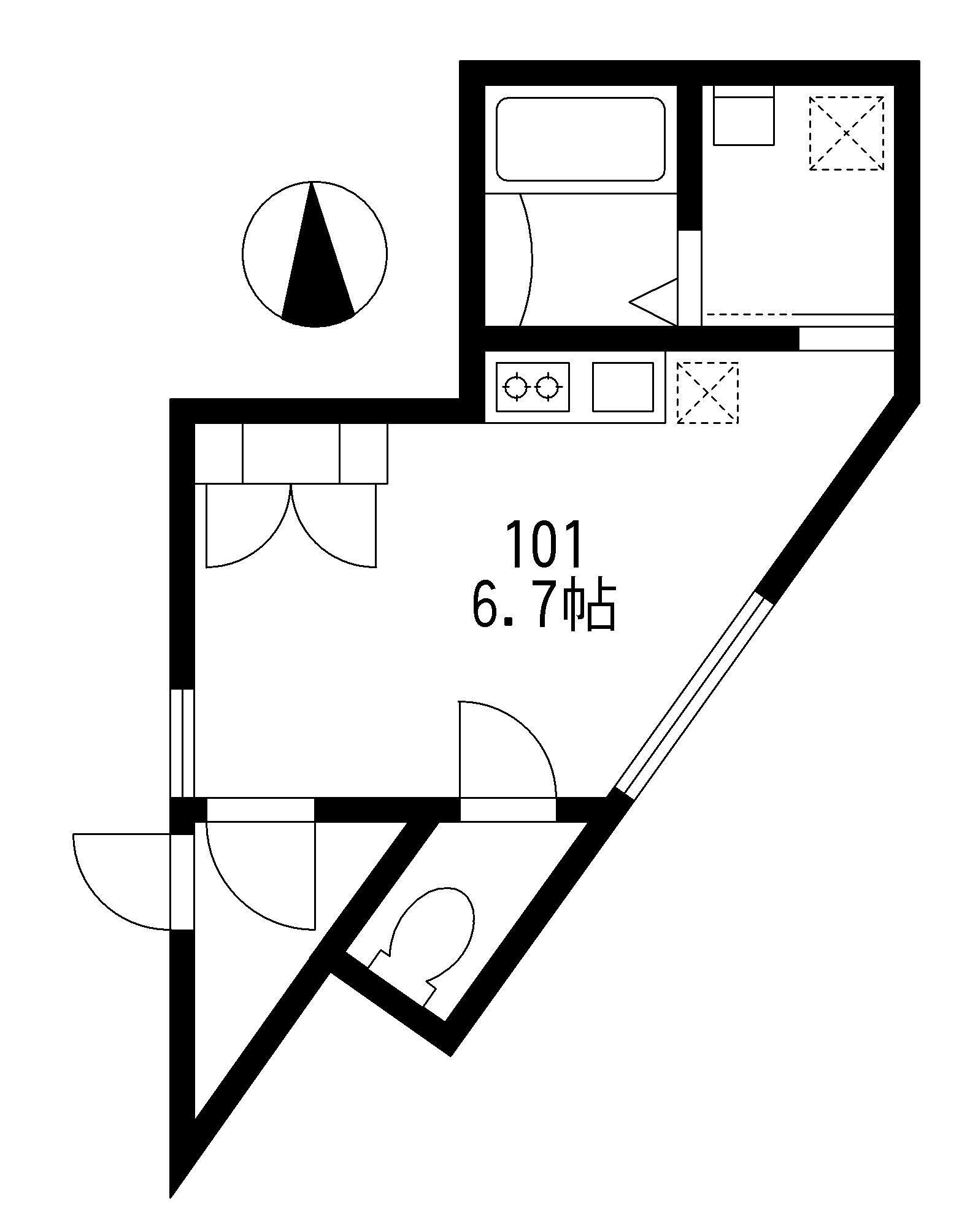 町屋 ALLEY HAUS(ワンルーム/1階)の間取り写真