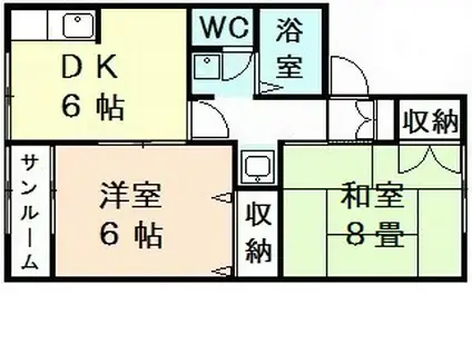 グレースピアNAKAGAWA(2DK/1階)の間取り写真