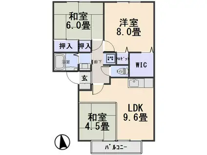 フロリアーデ梅島A(2LDK/2階)の間取り写真