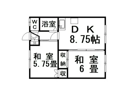 坂下ハイツ(2DK/2階)の間取り写真