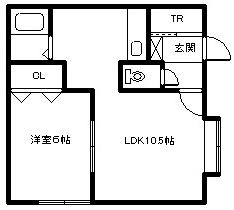 ジュリC棟(1LDK/2階)の間取り写真