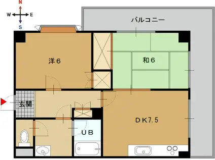 シャトー東舞鶴 2DK(2DK/1階)の間取り写真